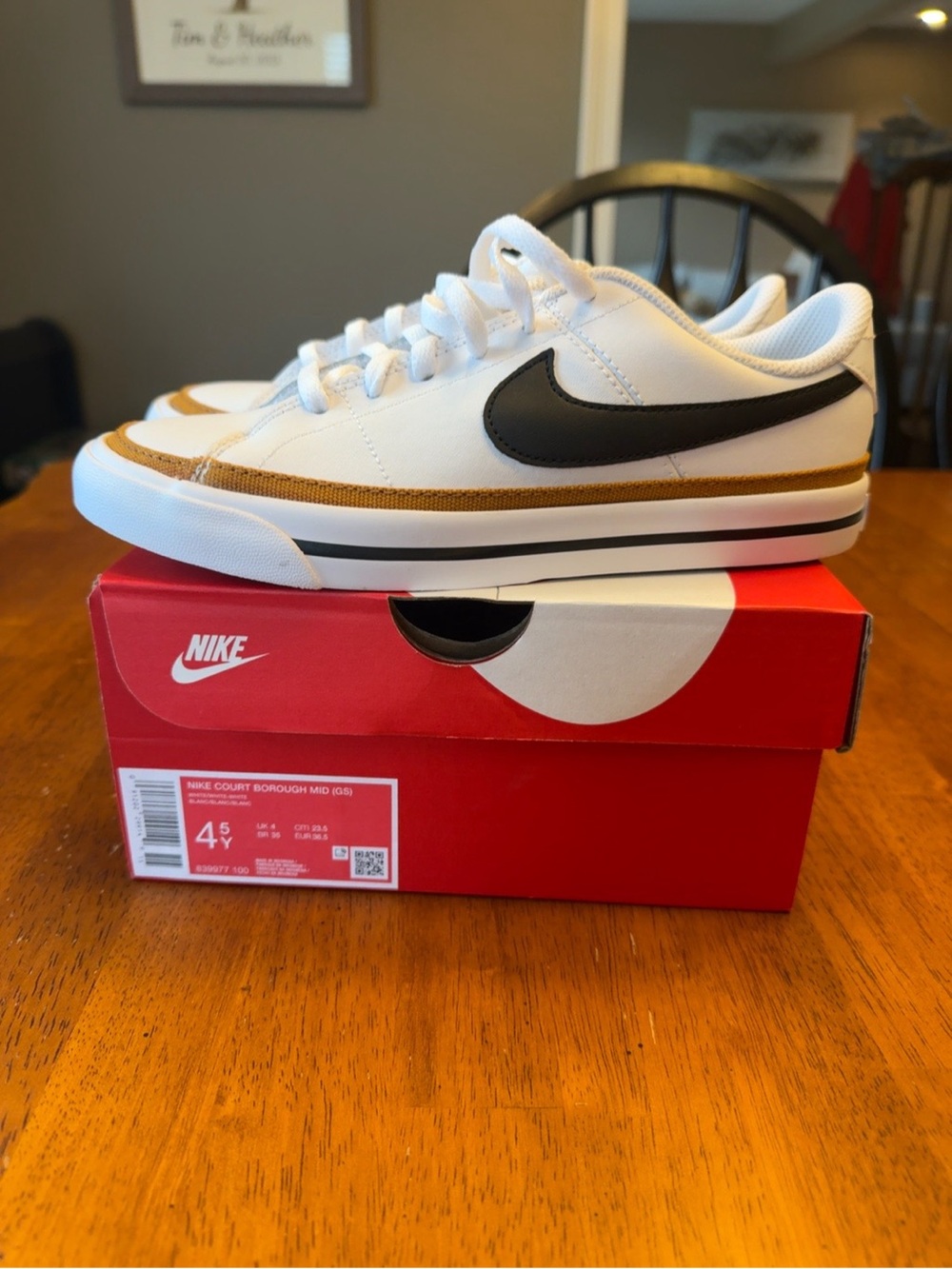 Nike Court Borough Mid GS 4.5Y White Black Gum Sneakers NIB
